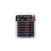 12pc Winsor & Newton Dual Tip BrushMarker Art Drawing/Colouring Marker Set Grey