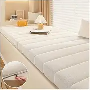 Washable Bench Cushion for Indoor Window Sills - Removable Seat Cushion, Corner Cushions, Teddy Velvet (Milky White, 120 * 40 * 6cm)
