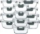 12x Glass Food Storage Containers with Snap Lock Lids Lunch Boxes Glass Meal