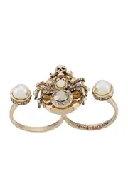 Alexander Mcqueen Double Spider Ring in White Gold