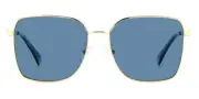 Polaroid PLD 58mm Rectangle Gold Teal / Blue Polarized Sunglasses