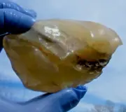 Libyan Desert Glass Meteorite Tektite impact specimen( 820 ct) Dark Black inside