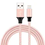 Catzon 1M 2M 3M Several Packs iPhone Cable Phone Charger Nylon Braided Fast Charger Cable USB Cord-Rose Gold
