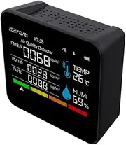 Nurdo 9 in 1 BT Air Quality Monitor CO2 Meter Carbon Dioxide Detector Time/Date CO2 TVOC HCHO PM2.5 PM1.0 PM10 Temperature Humidity Detection Support APP Control with Alarm Function