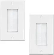Iwillink Brush Wall Plate (2 Pack), Cable Pass Through Insert for Wires, Single Gang Cable Access Strap, Wall Socket for HDTV, Home Theater Systems (White)