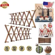 Expandable Accordion Coat Rack with 20 Hooks - Rustic Wall Organizer (2 Pack)