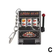 Simple Fashion Fruit Machine Slot Machine Keychain Creative Key Gift Accessories Black