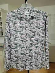 CLOSED Italian Fabric Palm Print Hawaiian Long Sleeve Shirt Mens Sz L $250. New