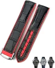 [UMCNVV] 20mm 22mm Leather Cowhide Rubber Watchbands Fit For Omega Seamaster Planet Ocean 600 GMT Orange Watch Strap