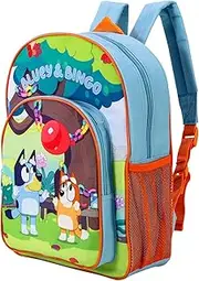 [Bluey] Bingo Kids Childrens Premium Backpack School Rucksack Travel Bag Boys Girls with side mesh pocket and front zipped pocket, Multicolour, 36.7cm (height), 26cm (width), 13cm (depth)
