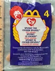 ty Teenie Beanie Babies SPUNKY the Cocker Spaniel Toy Animal, 1993, McDonalds #4