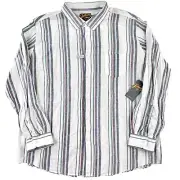 Johnny Bigg Mens Long Sleeve Linen Blend Striped Button Up Shirt Size 4XL New