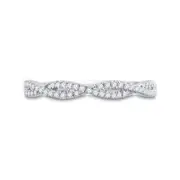14k White Gold Round Diamond Twist Stackable Band Ring 1/6 Cttw