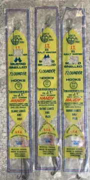 3 Packs JT Jeros Tackle Mustad Flounder Snelled Rigs Size 10