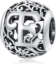[MEETCCY] Alphabet Initial Charm Bead 925 Sterling Silver Letter A K M S Charm Letter Charms for Bracelets