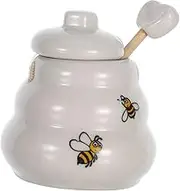 TOPPERFUN Bee Design Ceramic Honey Pot Honey Bee Pot Salt Dish For Wedding Favors Honey Jar With Lid Porcelain Honey Jar Cookie Jar