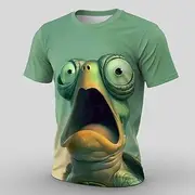 Men's Animal Funny T Shirt Short Sleeve T shirt 3D Print Crew Neck Shirt Exaggerated Designer Party Street Casual Green 1# Green 2# Green 3# Summer Spring All