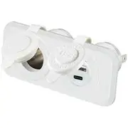Narva Heavy Duty Twin Accessory USB & USB-C Socket White Housing - 81170WBL