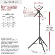 Barkan 13" - 65" Extended Tripod TV Stand Tilt & Vertical Adjustment - Black