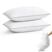 ® Goose Feather Down Pillows Queen Size Set of 2, Soft Fluffy Luxury Hotel Co...
