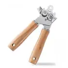 Metal Can Opener Manual with Wooden Handle, Hand Can Opener with Blade3930