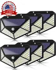 6 Lamparas 100 LED Luces Solares Exterior Para Patio Con Sensor De Movimiento