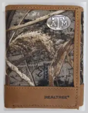 Texas A&M Aggies Tri-Fold Realtree Max-5 Camo & Leather Wallet w/ Concho Zep-Pro