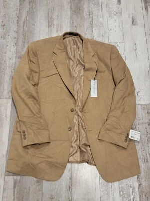 46R Men's Vintage Bert Pulitzer Blazer Tan Suede 2 Button Sport Coat New W/Tags