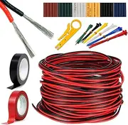 18AWG 2 Pin Electric Wire Cord Extension Cable Red Black Parallel Wire 66ft Tinned Copper Stranded Cord 3528 5050 for LED Lamps Horn Speakers Electrical Equipment Electronic Wiring etc.