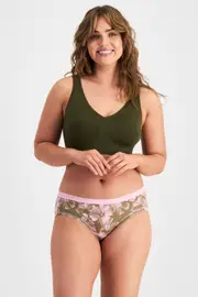 [Bonds] Bonds Women's Cotton Cottontails Midi Brief in Digiflora Pink Size: 14 14 Digiflora Pink