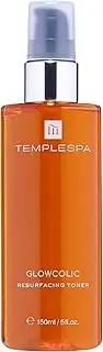 TEMPLESPA Glowcolic Exfoliating Toner with Glycolic Acid, Vitamin C and Hyaluronic Acid, for Smooth and Radiant Skin, 150 ml
