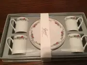 Grace’s Teaware Christmas Holly Espresso Cups & Saucer Set