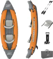3.21m x 1.00m Rapid X2 Kayak for 2 with Hand Pump, Paddles, Seats, Fins and Storage Bag Two Seater