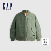 在飛比找蝦皮商城優惠-Gap 女裝 Logo防潑水立領飛行外套-軍綠色(84085