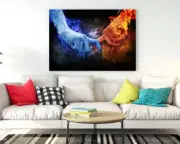 Abstract, ice, love, flame canvas wall art home Decor quality choose your size