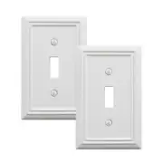 Single Toggle Light Switch Cover Adler Metal Wall Plate, 2-Pack White 1 Gang,...