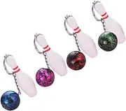 [TEMPNAP] 4Pcs Creative Bowling Keychains Mini Sports Themed Key Rings Durable Hanging Bowling Keychain Pendants for Car Keys Bag Decorations