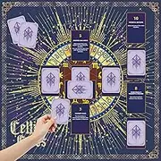 Altar Cloth, Velvet Tarot Tablecloth, Celtic Cross Printed Divination Cloth for Reading, Purple Tarot Mat for Reading, Cards, Witchcraft, Magic