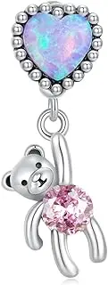 [Teleye] Bear Pendant Charm 925 Sterling Silver Charm Fits For Pandora Bracelet Necklace,SCC2591, Cubic Zirconia, Created Cubic Zirconia