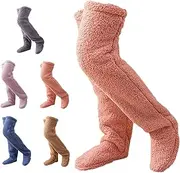 [Reovyck] Plush Warmth Long Socks,Teddy Legs Long Socks for Women,Over Knee High Fuzzy Socks,Knee High Slippers Socks Fuzzy Socks (Pink,One Size)