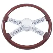 Kenworth and Peterbilt Chrome Skull 18" Steering Wheel Semi Truck Skull Spokes