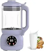 Soymilk Maker, 1000ML Juicer Soy Milk Machine, 600W Heating Power Ten-Leaf Blade Smart Reservation Self Clean KeepWarm Boil Water for Homemade Plant-Based Milk, Oat, Soy, Yogurt Purple