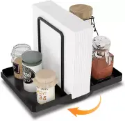 Napkin Holder for Table, 360° Rotating Metal Napkin Holder with Salt and Pepper