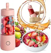 Portable Smoothie Blender/Personal Blender USB Rechargeable Juicer Cup 350ml Mini Travel Blenders Detachable for Home,Pink