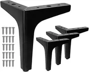 Baotkere 6.8in (7.5cm) 4pcs Metal Furniture Legs, Modern Style DIY Triangle Replacement Sofa Legs, for The Use of Bed, Cabinet, Dining Table, TV Stand, Dressing Wardrobe, Cabinet Support (Black)