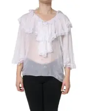 Dolce & Gabbana Lace Trim Chiffon Blouse Women White Tops