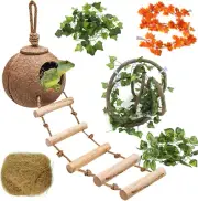 Leopard Gecko Tank Accessories, Coconut Shell Ladder Hideout Hole Reptile Climbi
