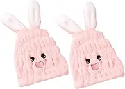 DECOMELODY Microfiber Hair Drying Cap 2 Pack for Kids Quick Dry Comfortable with Bunny Ears Design