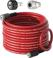 1/4"X25FT Pressure Washer Hose,Kink-Free with M22-14mm Stainless Steel Thread Power Washer Hose,Stainless Steel Sdapter Set(2-piece),Suitable for Ryobi,Troy Bilt,Greenworks,Simpson（3600PSI)