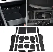 Auovo Cup Holder Insert Liners Compatible with Subaru Crosstrek 2013-2017 and Subaru Impreza 2012-2016 Accessories Custom Door Center Console Interior Mats (Black Trim, 22-pc Set)